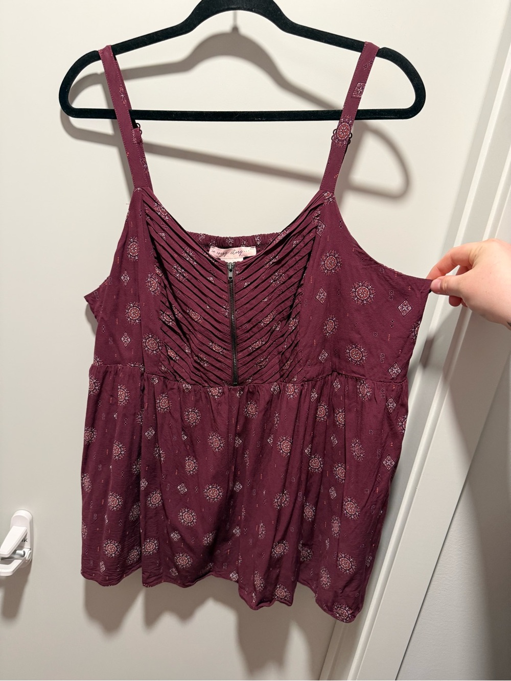 Penningtons Boho Lace-Front Sleeveless Tank Top - Wine